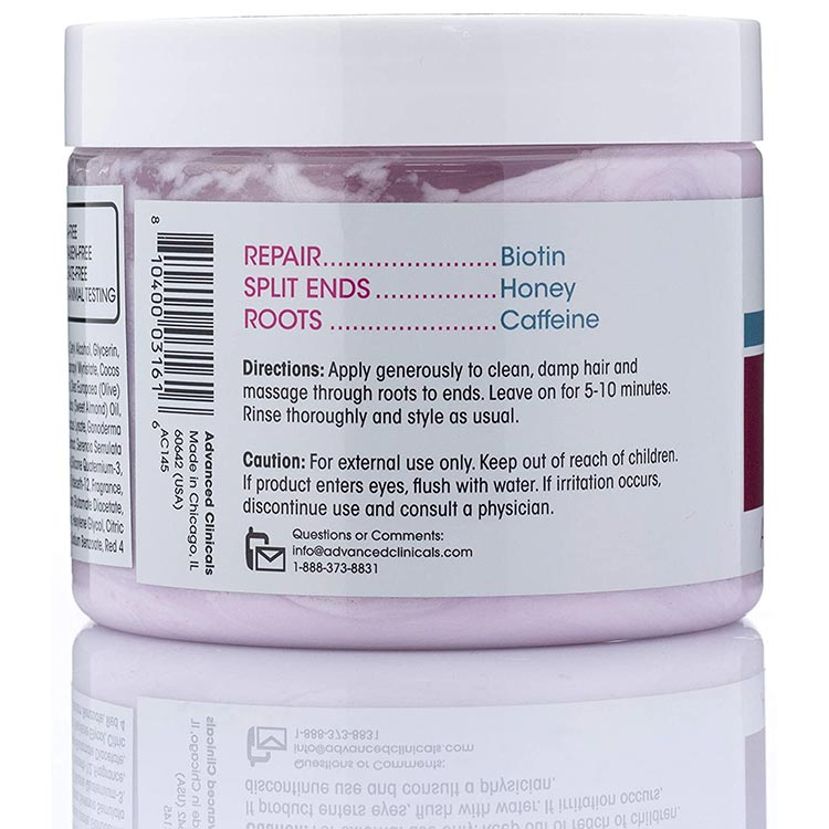 【エクスプレス便】Advanced Clinicals Biotin Hair Mask Treatment 12Fl Oz アドバンスド クリニカルズ ビオチン ヘア リペアマスク 355ml ヘアケア トリートメント 傷み(810400031616)