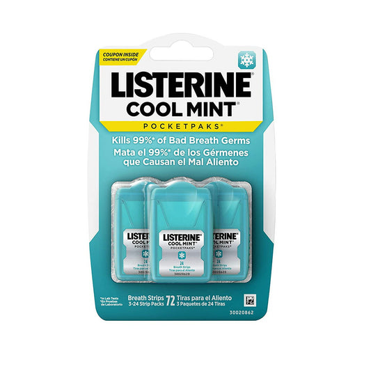 【追跡可能海外メール便】Listerine　リステリン Cool Mint　クールミント　3パック　 PocketPaks Portable Breath Strips24-Strip (3 Pack)　口臭　オーラルケア　息爽やか　ミント