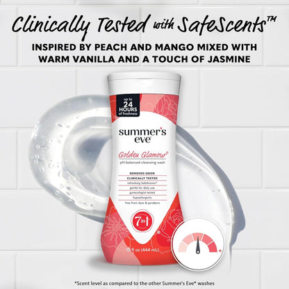 【エクスプレス便】Summer's Eve Golden Glamour Daily Refreshing Feminine Wash, pH Balanced, 15oz　サマーズイブ ゴールデングラマー デイリーリフレッシングフェミニンウォッシュ 444ml デリケートゾーン　ケア