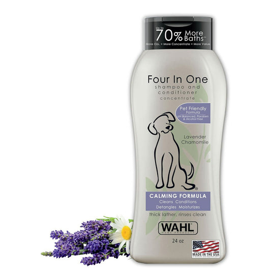 【エクスプレス便】Wahl 4-In-1 Calming Pet Shampoo 24 oz　ラベンダーカモミール　Cleans, Conditions with Lavender Chamomile　犬用シャンプー　アルコールフリー　パラベンフリー　ペット　ペット用品