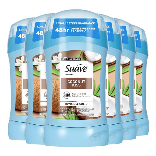 【エクスプレス便】【お得な6本セット】Suave Deodorant Stick Coconut Kiss 2.6 oz (Pack of 6)スエーヴ デオドラントスティック ココナッツキス 74g（6本セット）制汗剤　スティックタイプ 長時間効果持続 汗の悩み 女性用