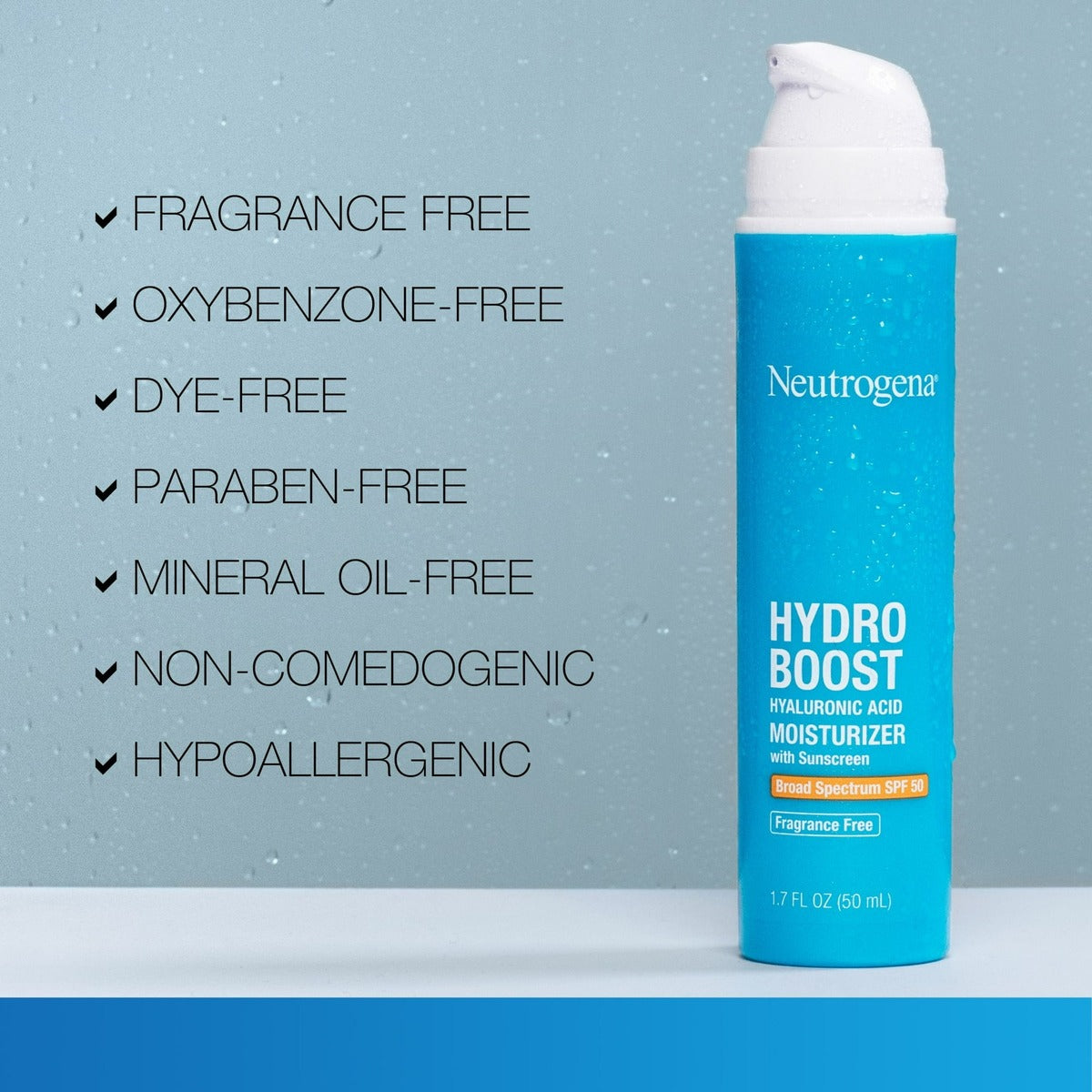 【追跡可能海外メール便】Neutrogena Hydro Boost Hyaluronic Acid Facial Moisturizer with Broad Spectrum SPF 50 Sunscreen 1.7oz ニュートロジーナ　ハイドロブースト　ヒアルロン酸　SPF50 日焼け止め 50ml　保湿