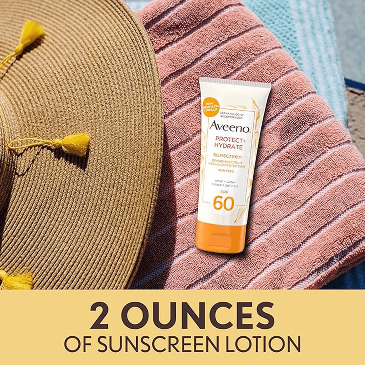 【追跡可能海外メール便】 アビーノ プロテクトハイドレート 顔用 日焼け止め SPF60 60ml Aveeno Sunscreen Broad Spectrum Face Lotion SPF 60 フェイス 日焼け止め ローション オイルフリー 敏感肌 保湿