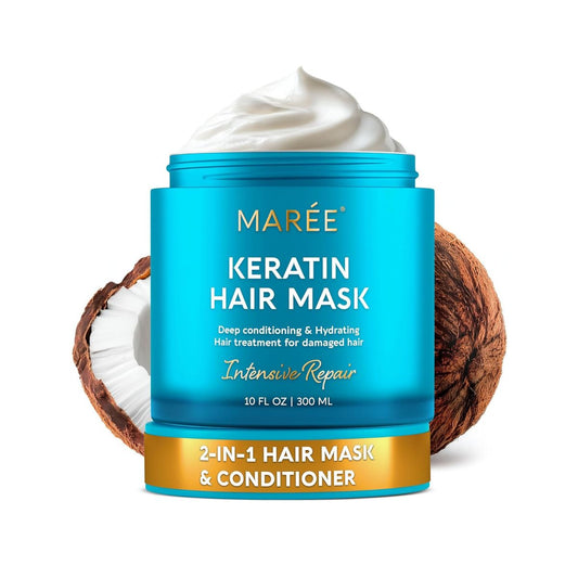 【エクスプレス便】MAREE Deep Hair Mask & Conditioner 10oz  MAREE ディープヘアマスク & コンディショナー283g  ココナッツオイル ケラチン ビオチン  ヘアケア　トリートメント　傷み