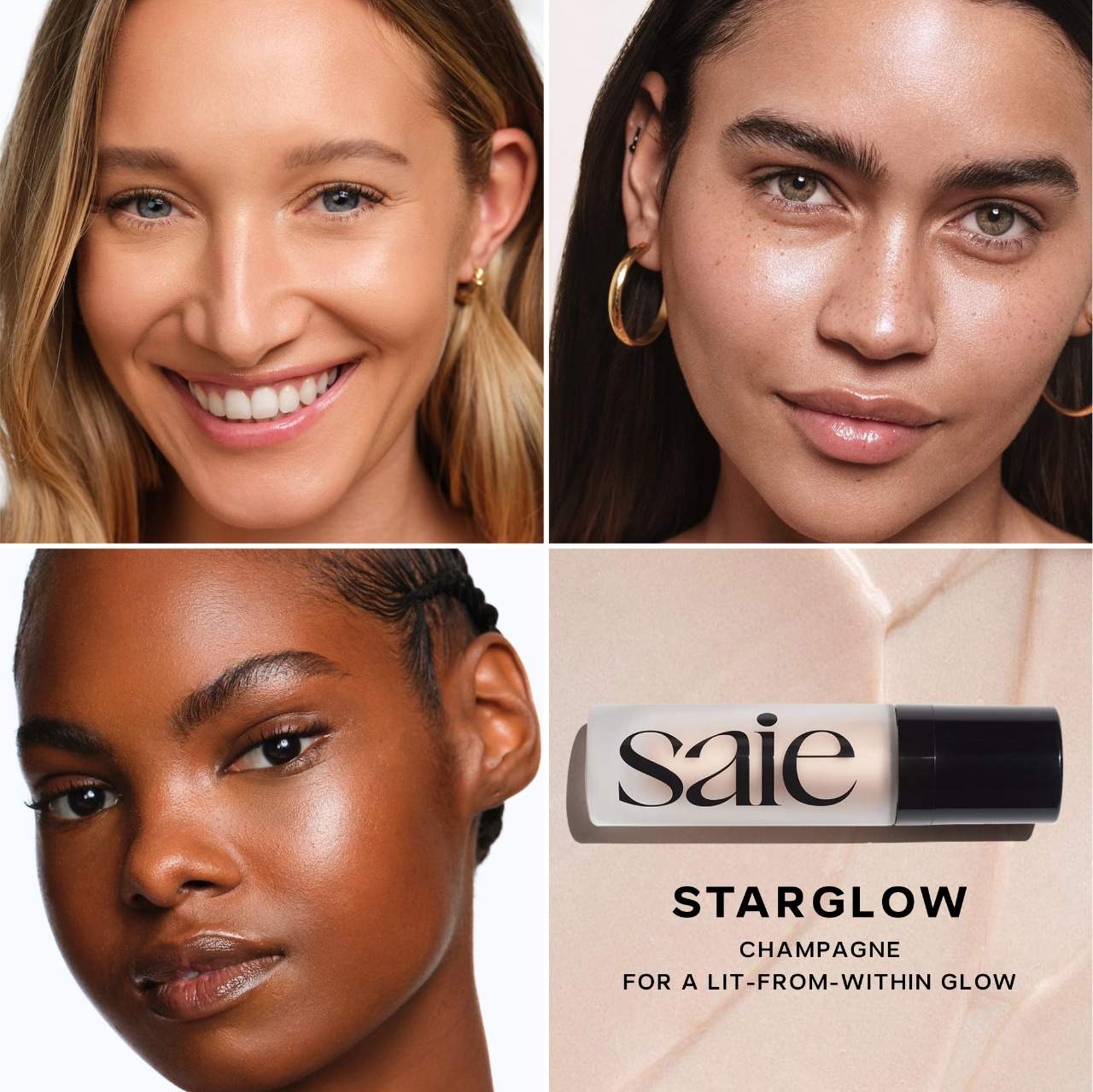 【追跡可能海外メール便】Saie グロウイ スーパージェル ルミナイザー Starglow - universal champagne 0.5oz Glowy Super Gel 海外コスメ 下地 ハイライター