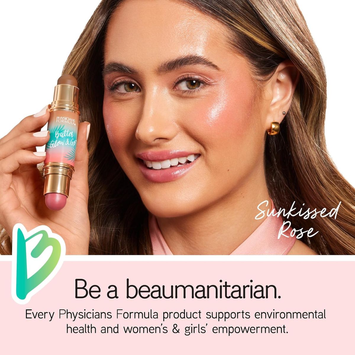 【追跡可能海外メール便】Physicians Formula バター グロー＆ゴー マルチユーススティック ウルトラクリーミーで輝く仕上がり - ビーチーピンク Physicians Formula Butter Glow & Go Multiuse Stick - Beachy Pink Beachy Pink