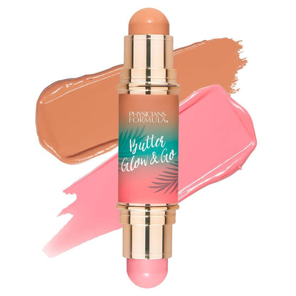 【追跡可能海外メール便】Physicians Formula バター グロー＆ゴー アイシャドウ チーク マルチユーススティック ウルトラクリーミーで輝く仕上がり - ビーチピンク  Physicians Formula Butter Glow & Go Multiuse Stick - Beachy Pink