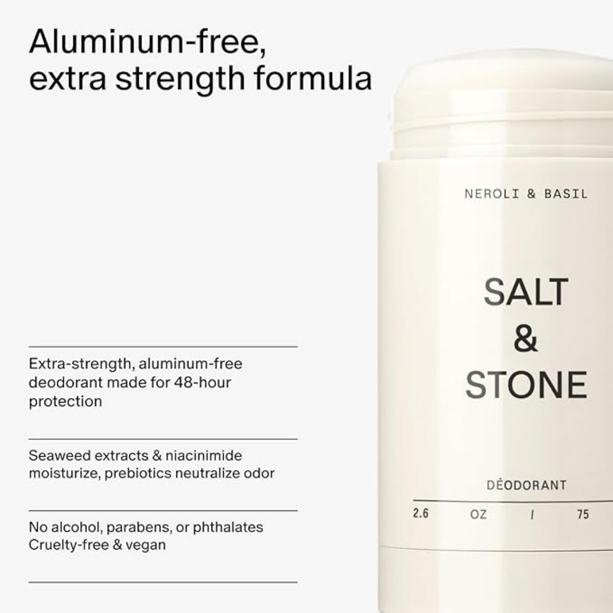 【エクスプレス便】SALT & STONE デオドラント（ネロリ＆バジルの香り）アルミニウムフリー 男女兼用 シアバター配合 クルエルティフリー 2.6 oz SALT & STONE Aluminum Free Deodorant Neroli & Basil