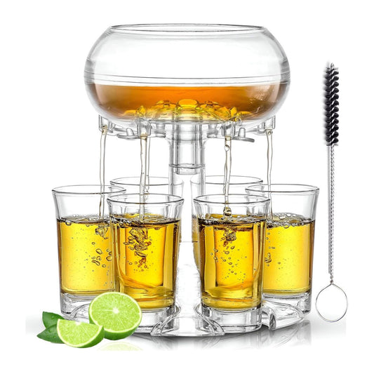 【エクスプレス便】パーティー  ドリンク用 ショットグラス ディスペンサーとホルダー  6個のグラス付き Shot Glass Dispenser And Holder - Party Drink Set For Liquor With 6 Glasses