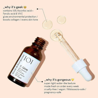 【追跡可能海外メール便】Geek & Gorgeous C-Glow セラム 30ml Geek & Gorgeous C-Glow Vitamin C + Ferulic acid & Vitamin E Serum 1 oz ビタミンC ビタミンE 配合 透明感 美容液
