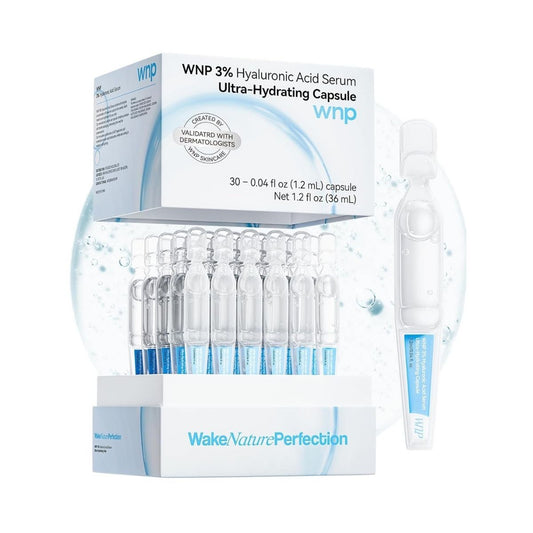 【エクスプレス便】WNP ヒアルロン酸セラム 高保湿美容液 30回分 1.2 ml/本  WNP Hyaluronic Acid Serum 3% for Face Ultra Hydrating Anti-Aging Serum Single-Use Vials 30PCS