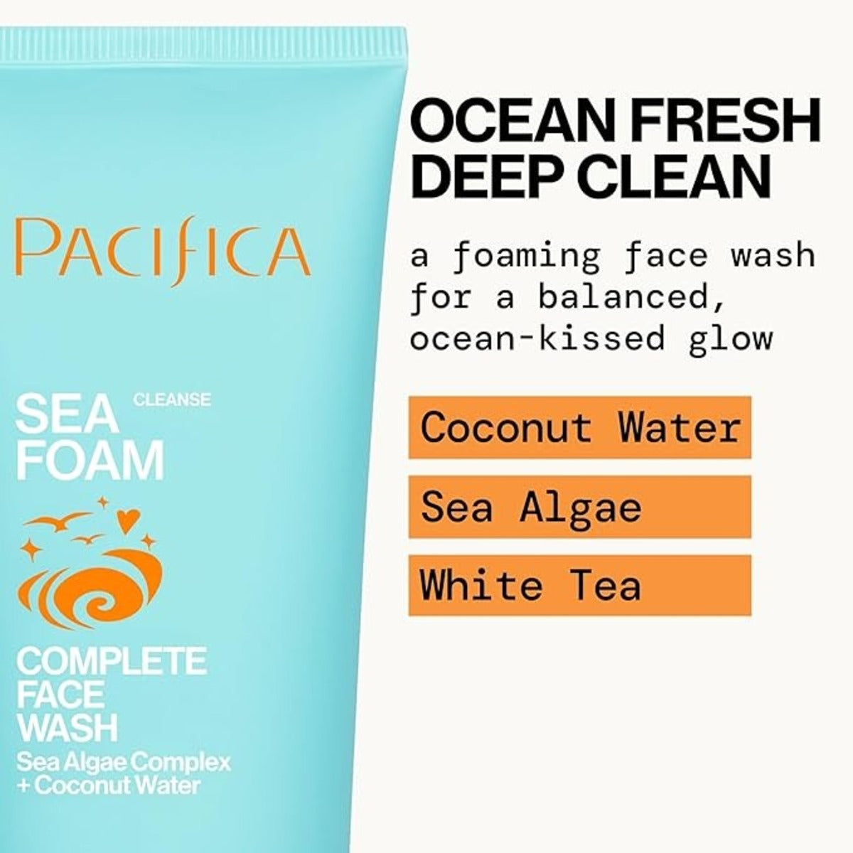 【エクスプレス便】Pacifica Sea Foam フェイスクレンザー 148ml ココナッツウォーター＆海藻エキス配合 メイク落とし 洗顔料 クリーンビューティー ヴィーガン