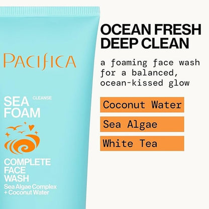 【エクスプレス便】Pacifica Sea Foam フェイスクレンザー 148ml ココナッツウォーター＆海藻エキス配合 メイク落とし 洗顔料 クリーンビューティー ヴィーガン