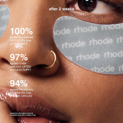 【エクスプレス便】rhode skin ローデ ペプチド配合 目元用デパフ アイパッチ（rhodeロゴ入り） rhode Peptide Eye Prep Depuffing Eye Patches / rhode logo　ヘイリービーバー しっとり　ツヤ感