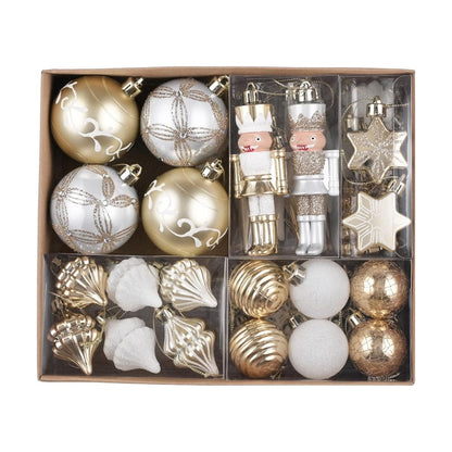 【エクスプレス便】Valery Madelyn クリスマスツリー オーナメントセット 50個入り ホワイト＆ゴールド Valery Madelyn Christmas Tree Ornaments Set 50ct White Gold Xmas Holiday Wedding Decor くるみ割り人形 割れにくい ホリデー