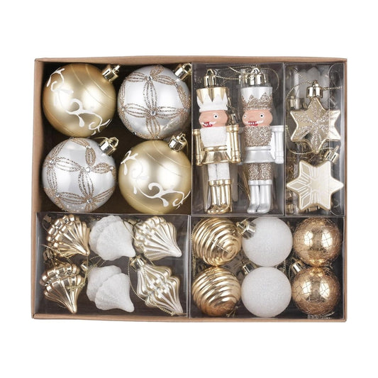 【エクスプレス便】Valery Madelyn クリスマスツリー オーナメントセット 50個入り ホワイト＆ゴールド Valery Madelyn Christmas Tree Ornaments Set 50ct White Gold Xmas Holiday Wedding Decor くるみ割り人形 割れにくい ホリデー