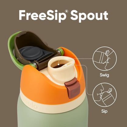 【エクスプレス便】Owala オワラ FreeSip 水筒 グリーン 断熱ステンレススチール 水ボトル ストロー付き BPAフリー スポーツウォーターボトル 32オンス 946ml  カモクール Owala FreeSip Insulated Stainless Steel Water Bottle with Straw Camo Cool