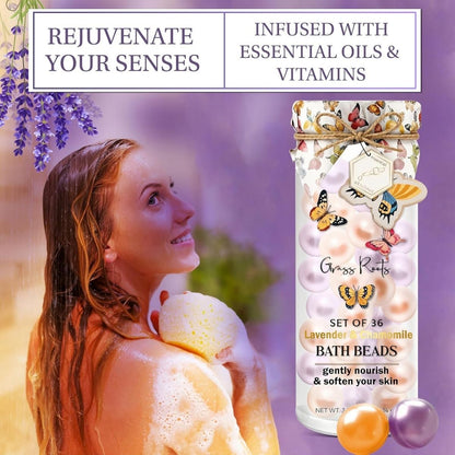 【エクスプレス便】Grass Roots グラスルーツ バスオイルビーズ 36個入 ラベンダー＆カモミールの香り Grass Roots Bath Oil Beads Set of 36 - Lavender & Chamomile Scented Bath Bead