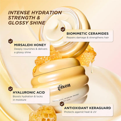 【エクスプレス便】Gisou ハニーグロス セラミドセラピー ヘアマスク ギソウ Honey Gloss Ceramide Therapy Hair Mask 230ml ヒアルロン酸 ダメージケア 集中保湿 ツヤ髪