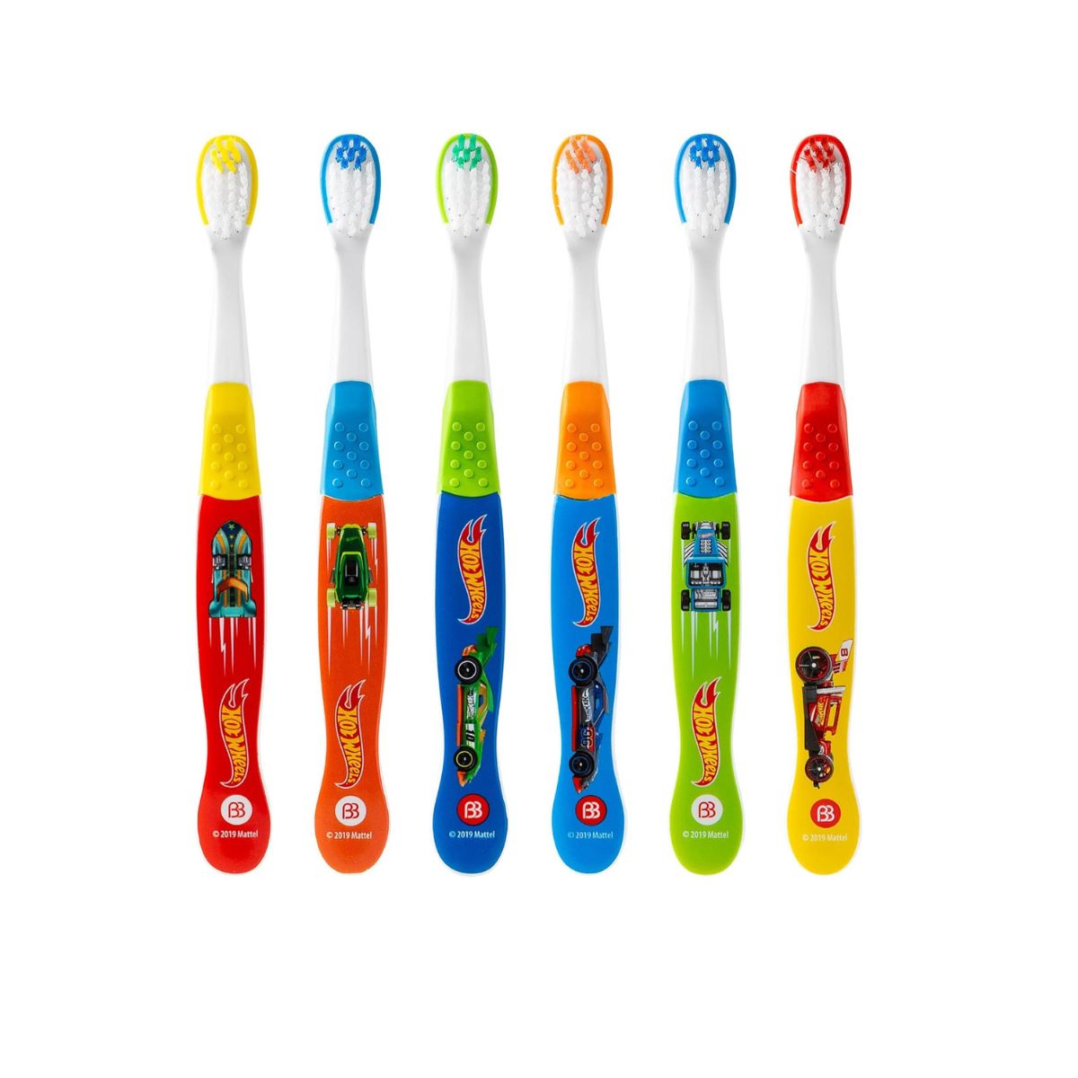 【追跡可能海外メール便】Brush Buddies ホットウィール 子ども用歯ブラシ 6本セット やわらか毛 キッズ歯ブラシ 2歳～4歳向け 手にフィットするハンドル デザイン歯ブラシ Hot Wheels