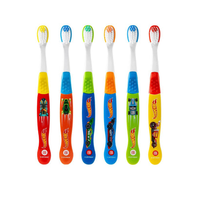 【追跡可能海外メール便】Brush Buddies ホットウィール 子ども用歯ブラシ 6本セット やわらか毛 キッズ歯ブラシ 2歳～4歳向け 手にフィットするハンドル デザイン歯ブラシ Hot Wheels