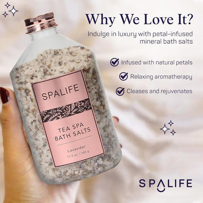 【エクスプレス便】SpaLife ティースパ ペタルインフューズド 炭酸ミネラル バスソルト ラベンダー＆ローズ 2個セット（500g ×2）SpaLife Tea Spa Petal Infused Effervescent Mineral Bath Salts Lavender & Rose 2 Pack 17.6 oz