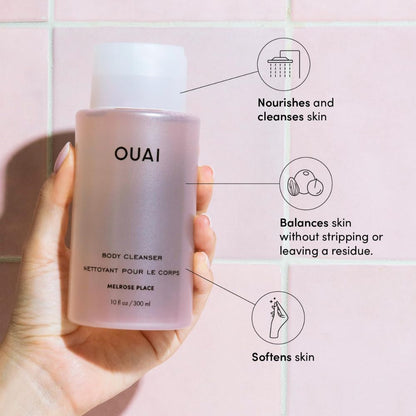 【エクスプレス便】OUAI ボディウォッシュ メルローズプレイス 300ml ウェ Body Cleanser Melrose Place 10 Fl Oz  ホホバオイル ローズヒップオイル 配合 保湿 乾燥 フローラルの香り