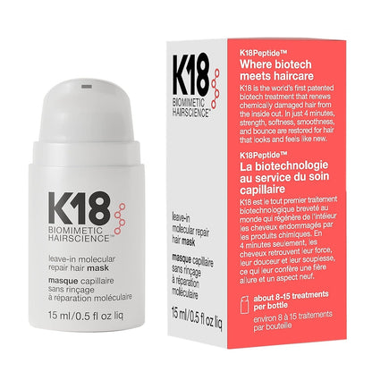 【エクスプレス便】K18 リーブイン モレキュラー ヘアマスク  ケーエイティーン Leave-In Molecular Hair Mask 15ml ダメージケア カラーダメージ 乾燥ヘア うるおい髪 ミニサイズ