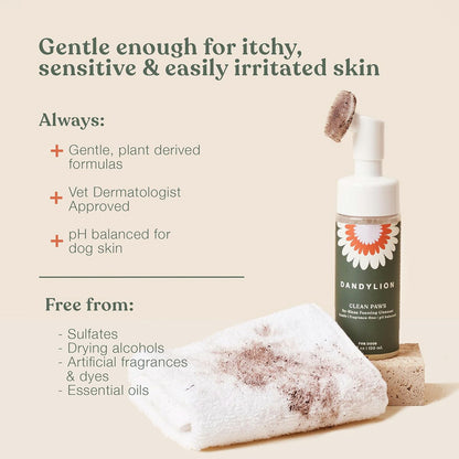 【エクスプレス便】Dandylion ダンデライオン クリーンパウズ　犬用 足洗い 泡ウォーター・洗い流し不要 パウクリーナー 148mL（5 fl oz） Clean Paws | No-Rinse Dog Paw Cleaner & Puppy Paw Washer