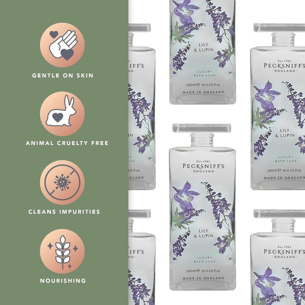 【エクスプレス便】Pecksniff's リリー＆ルパン ラグジュアリー・バスソーク デキャンタボトル  500ml Pecksniff's Lily & Lupin Bath Soak Decanter 500ml/16.9 Fl Oz バスオイル バスエッセンス 入浴剤