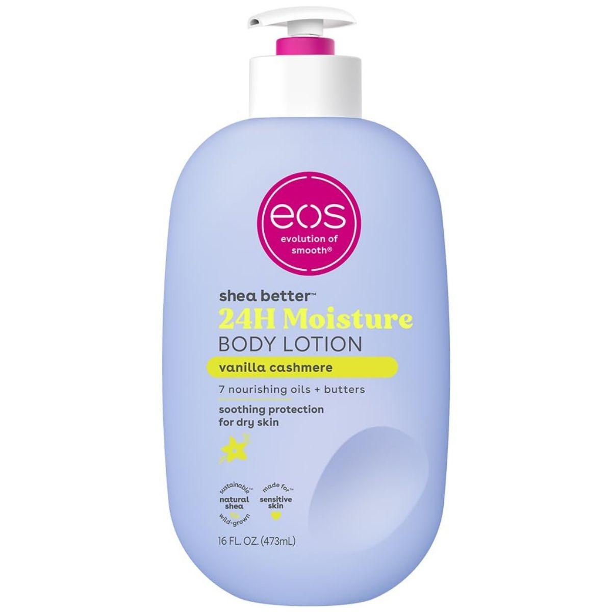 【エクスプレス便】 eos シアベター ボディローション バニラ カシミア 16oz 約473ml 24時間 保湿 軽い使い心地 ベタつかない ヴィーガン シアバター ボディケア eos Shea Better Body Lotion Vanilla Cashmere