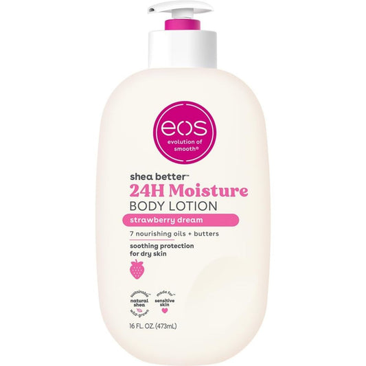 【エクスプレス便】eos シアベター ボディローション ストロベリードリーム 16oz 約473ml 24時間 保湿 軽い使い心地 ベタつかない ヴィーガン シアバター ボディケア eos Shea Better Body Lotion STRAWBERRY DREAM