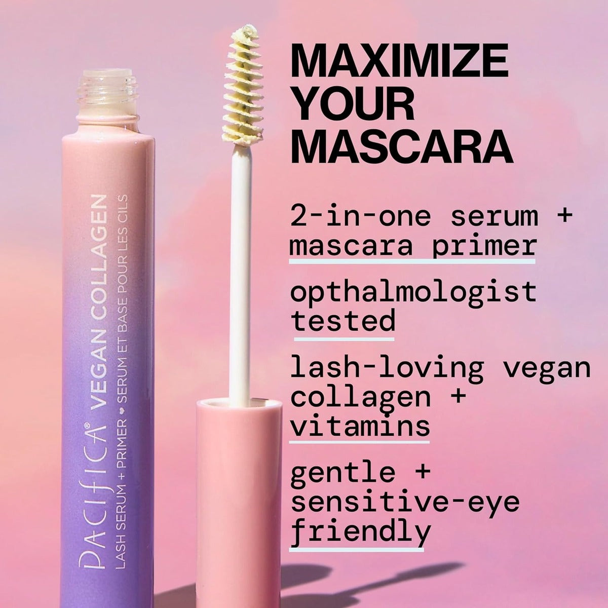 【追跡可能海外メール便】Pacifica ヴィーガン コラーゲン アイラッシュセラム＆マスカラプライマー パシフィカ Vegan Collagen Eye Lash Serum 7g まつ毛美容液 下地 ヴィーガン処方 クルエルティフリー