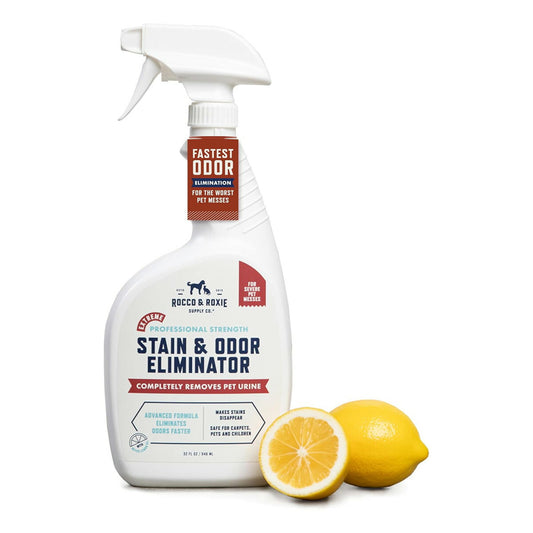 【エクスプレス便】Rocco & Roxie エクストリーム ステイン＆オドー エリミネーター レモンの香り 32fl oz ロッコ＆ロキシー Rocco & Roxie Extreme Stain & Odor Eliminator ペット用 酵素クリーナー 強力消臭 しみ汚れ対策 カーペット・室内用