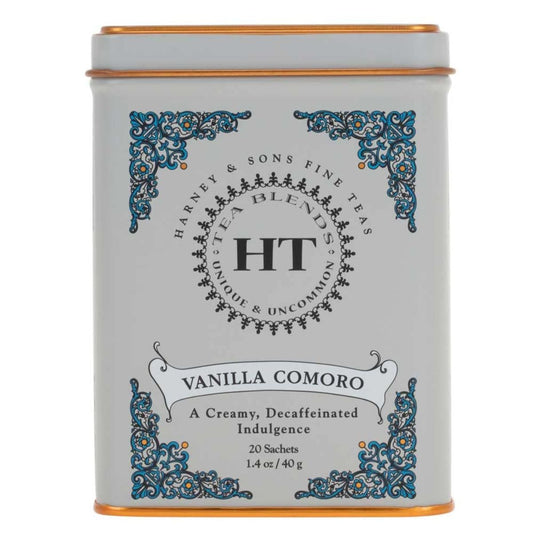 【追跡可能海外メール便】Harney & Sons ハーニー＆サンズ デカフェ バニラ コモロ 紅茶 20袋 缶入り カフェイン控えめ バニラ風味 ティー Harney & Sons Tea Decaffeinated, Great Present Idea, Vanilla Comoro, 1.4 oz Tin (20 Sachets)