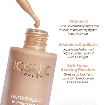 【追跡可能海外メール便】ICONIC LONDON アンダーグロウ ブラーリング プライマー 27ml  ICONIC LONDON Underglow Blurring Primer 0.91 Fl oz つや肌 メイクアップベース クルエルティフリー