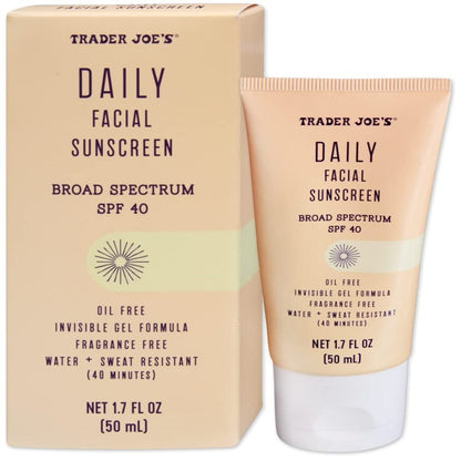 【追跡可能海外メール便】 TraderJoe’s デイリーフェイシャルサンスクリーン SPF40 トレーダージョーズ Daily Facial Sunscreen Broad Spectrum SPF 40 50ml 日焼け止め 下地 ウォータープルーフ オイルフリー 無香料