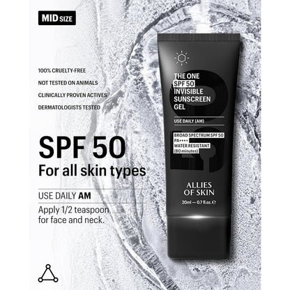 【追跡可能海外メール便】 Allies of Skin デイリーフェイスサンスクリーン SPF50  顔用日やけ止め 20ml Allies of Skin Daily Face Sunscreen SPF 50 Water Resistant & PA++++ Broad Spectrum UVA/UVB (0.7 oz)  紫外線対策 トラベルサイズ