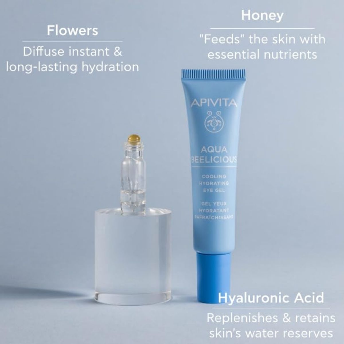 【追跡可能海外メール便】 APIVITA アクア ビーリシャス アイジェル 15 mL  APIVITA  Aqua Beelicious Eye Gel Honey Jasmine & Flowers 15 mL / 0.51 oz ハチミツ ジャスミン 花エキス 配合 ロールオンタイプ アイクリーム 目元美容液
