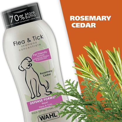 【エクスプレス便】Wahl ノミ・ダニ予防 ペットシャンプー ローズマリー＆シダーの香り 710mL Wahl USA Flea & Tick Repelling Dog Shampoo Defense Formula with Rosemary & Cedar Scent 24 oz 犬用 臭いケア 防虫 ペット シャンプー