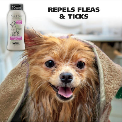 【エクスプレス便】Wahl ノミ・ダニ予防 ペットシャンプー ローズマリー＆シダーの香り 710mL Wahl USA Flea & Tick Repelling Dog Shampoo Defense Formula with Rosemary & Cedar Scent 24 oz 犬用 臭いケア 防虫 ペット シャンプー
