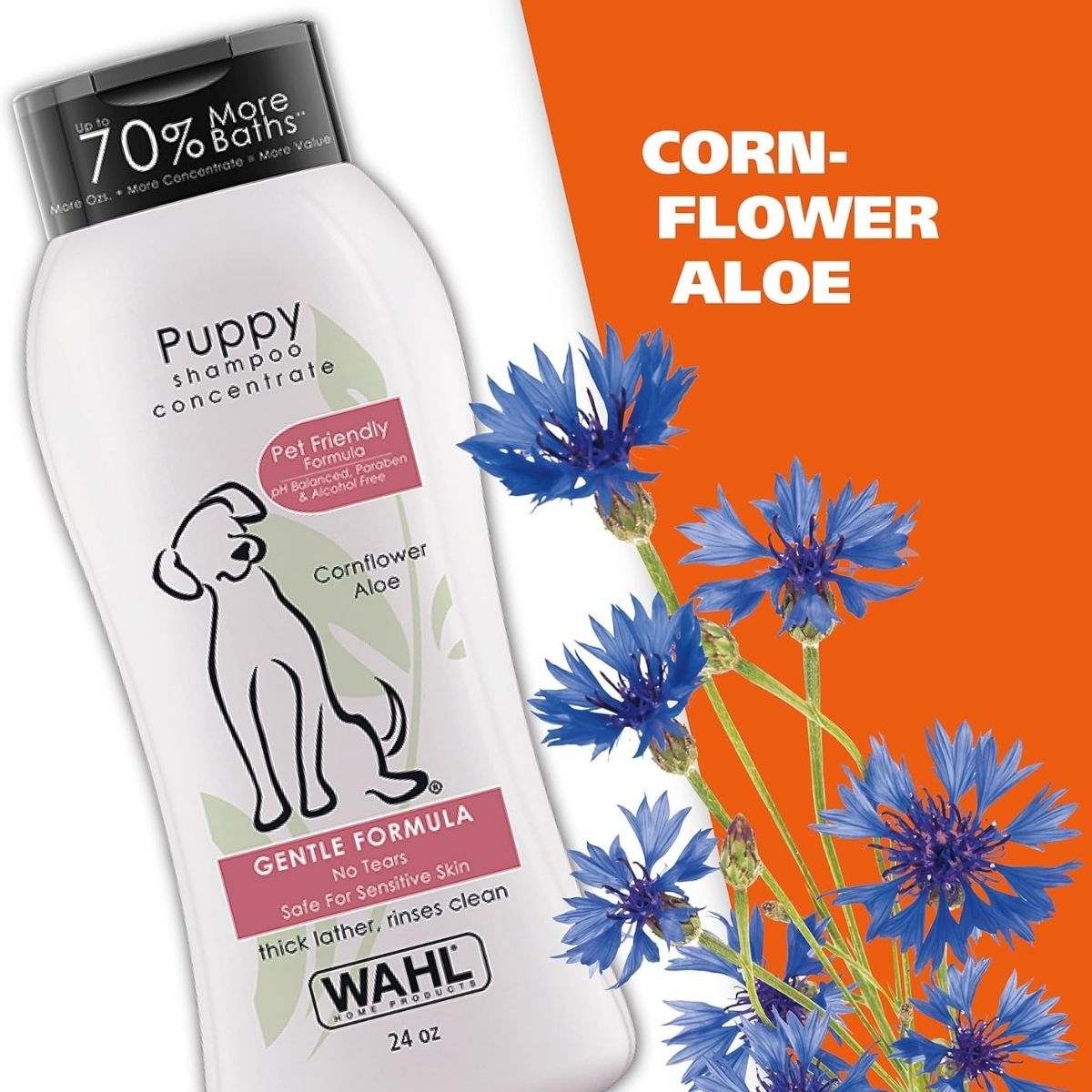 【エクスプレス便】Wahl 子犬用ペットシャンプー コーンフラワーの香り 710mL Wahl USA Gentle Puppy Shampoo for Pets Cornflower Scent for Grooming Dirty Dogs 24 oz 犬用 臭いケア 敏感肌 デリケート ペット シャンプー