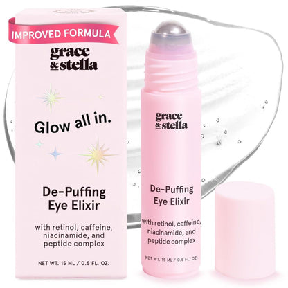 【追跡可能海外メール便】grace & stella  目元 美容液15ml デパフ レチノール カフェイン配合  ひんやり アンダーアイブライトナー ローラー  保湿 乾燥ケア 旅行用 トラベルサイズ ヴィーガン Under Eye Brightener Roller Retinol & Caffeine Eye Serum 0.51floz