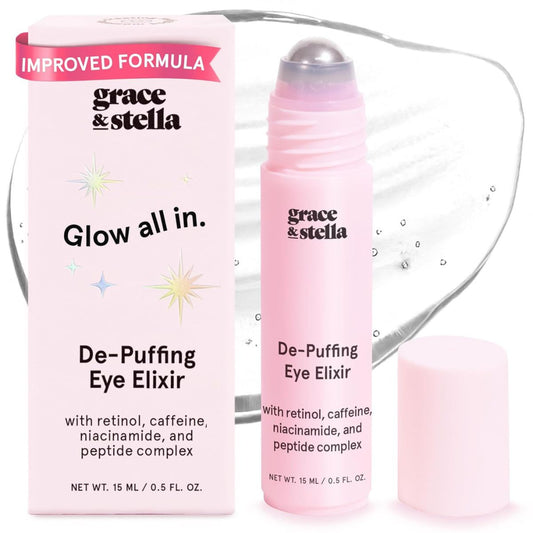 【追跡可能海外メール便】grace & stella  目元 美容液15ml デパフ レチノール カフェイン配合  ひんやり アンダーアイブライトナー ローラー  保湿 乾燥ケア 旅行用 トラベルサイズ ヴィーガン Under Eye Brightener Roller Retinol & Caffeine Eye Serum 0.51floz