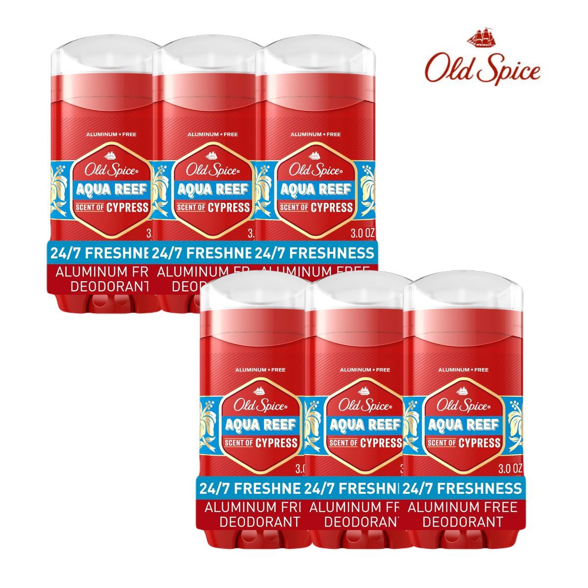 【エクスプレス便】【お得な6個セット】オールドスパイス Old Spice アクアリーフ ライム サイプレスの香り 長時間持続 スティックタイプ 3.0oz×6 ワキガ　匂い デオドラント