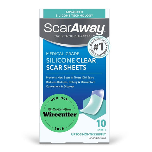 【追跡可能海外メール便】ScarAway アドバンスト クリア シリコン 傷跡シート　(1.5 インチ x 3 インチ)、クリア シート 10 枚　ScarAway Advanced Clear Silicone Scar Sheets, Medical Grade Silicone Strips (1.5" x 3")　10 Clear Sheets