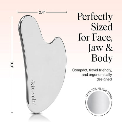 【追跡可能海外メール便】Kitsch ステンレススチール製グアシャ フェイシャルツール キッチュ Stainless Steel Gua Sha Facial Tools Silver 3.14oz/ 約89g リンパ マッサージ 血行促進