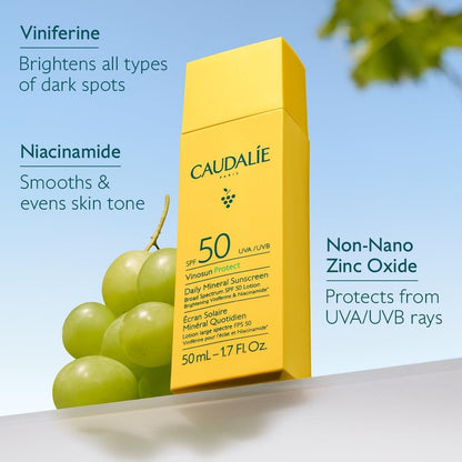 【エクスプレス便】Caudalie ヴィノサン ミネラルUVプロテクト SPF50 Vinosun Protect Daily Mineral Sunscreen SPF50-50 mL 日焼け止め 紫外線対策 顔用