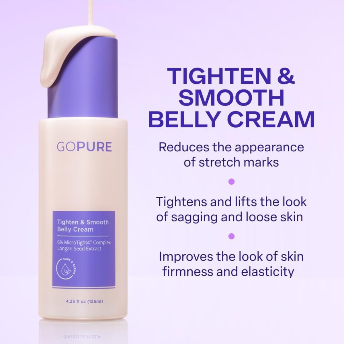 【エクスプレス便】goPure タイテン アンド スムース ベリー クリーム ゴーピュア Tighten & Smooth Belly Cream 4.25oz/125ml お腹引き締め リフトアップ ハリ ケア ボディクリーム