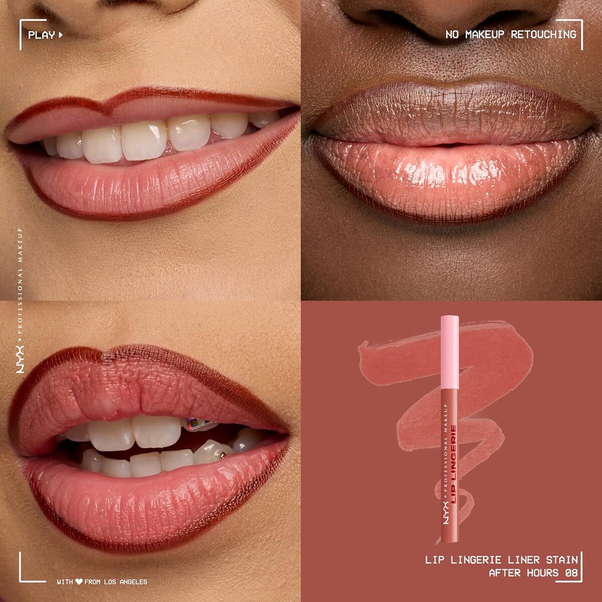 【エクスプレス便】NYX PROFESSIONAL MAKEUP リップランジェリーライナーステイン ニックス プロフェッショナル メイクアップ Lip Lingerie Liner Stain After Hours (Warm Rose) 0.03oz/1ml 落ちない リップライナー